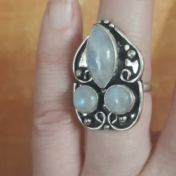 New Rainbow Moonstone 925 Silver Ring. - Picture 1 of 8